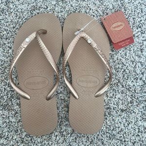 Kids Rose Gold Havaianas Sandals - Size 2